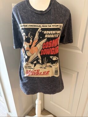 Cosmic Cowgirl Graphic Tee - Vintage Wash Blue